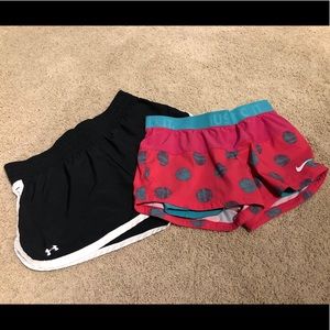 2 Pairs of Athletic Shorts - Under Armour and Nike